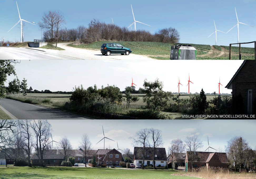 Visualisierung Windkraftanlagen in Windparks in Schleswig-Holstein